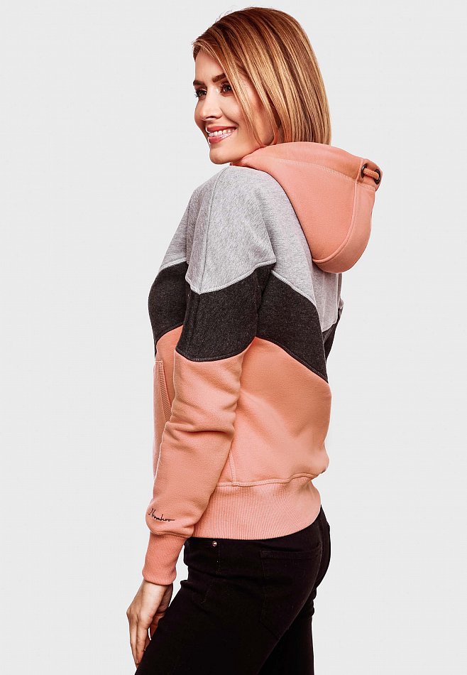 Navahoo Honigperle Blocking Color Sweatjacke Hoodie Apricot Gr. 38 - M