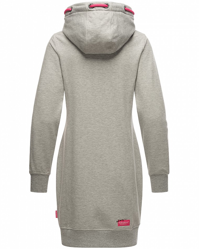 Navahoo Sweatkleid Strickkleid mit Kontrastfarbenen Details Kirschblüte Grau - Melange 38 - M