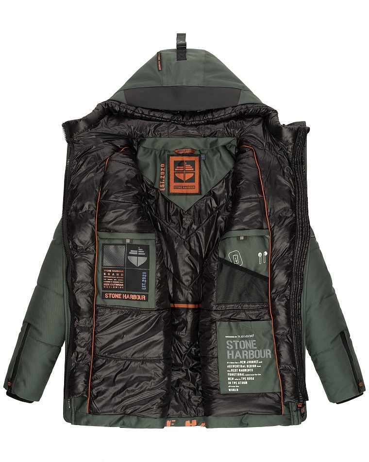 Stone Harbour Mitjaa Herren Wintermantel Parka mit Doppel Kapuze Stone Green Gr. 48 - M