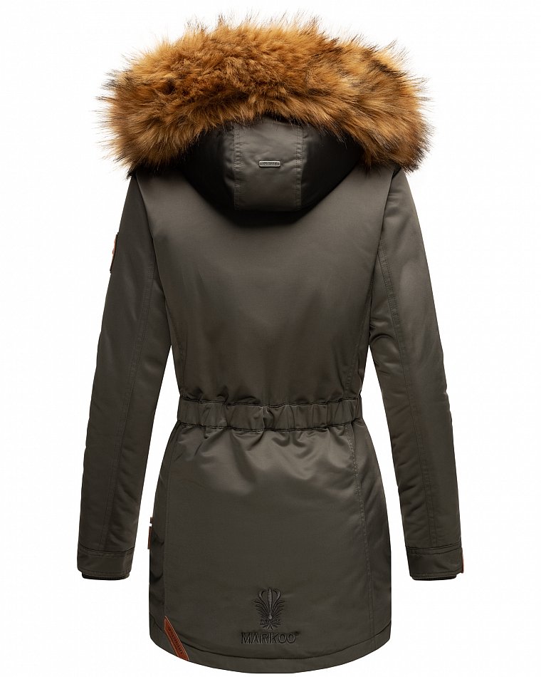 Marikoo Sanakoo Damen Winterjacke Parka mit Kapuze Anthrazit Gr. 36 - S
