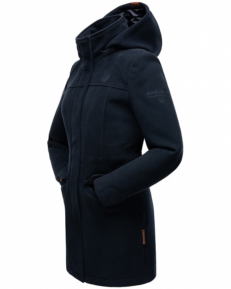 Marikoo Leilaniaa Damen Trenchcoat Winter Mantel mit Kapuze Navy Gr. 38 - M