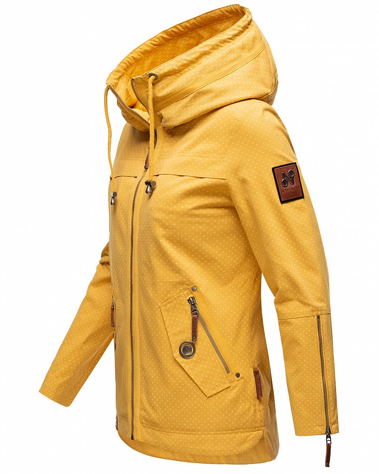 Navahoo Wekoo Damen Übergangsjacke mit Kapuze Gelb mit Print Gr. 36 - S