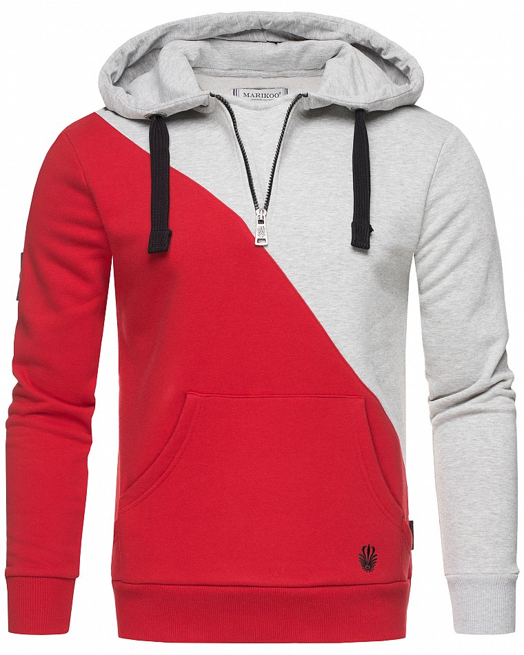 Marikoo Tamaroo Herren Colorblock Hoodie Pullover Rot Gr. 52 - XL