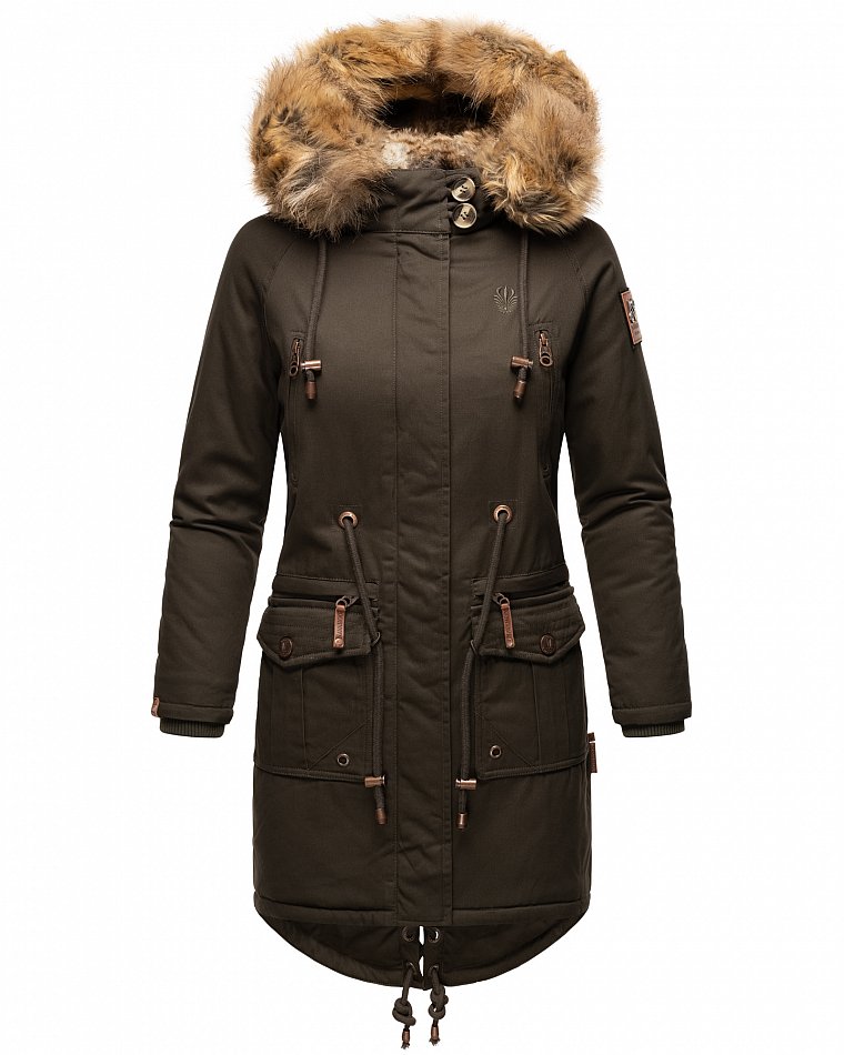 Navahoo Rosinchen Damen Winterjacke Parka Gefüttert Anthrazit Gr. 38 - M