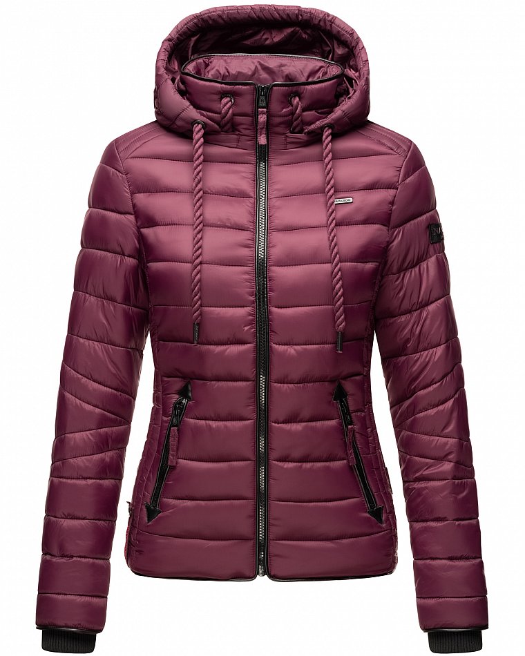 Navahoo Lulana Damen Übergangs Steppjacke mit Kapuze Weinrot Gr. 34 - XS