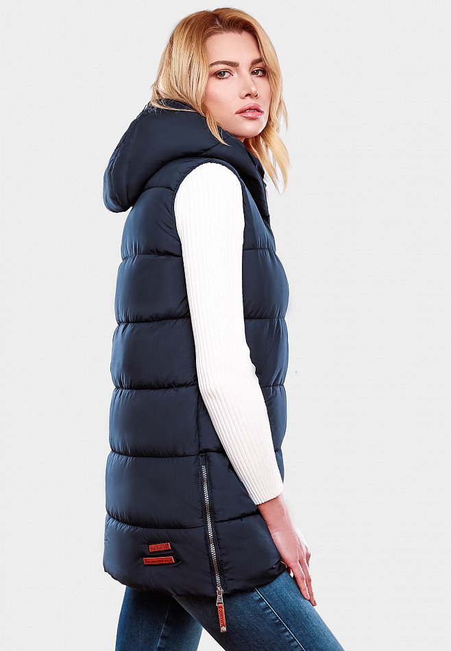 Navahoo Madilynaa Damen Winter Steppweste mit Kapuze Navy Gr. 34 - XS