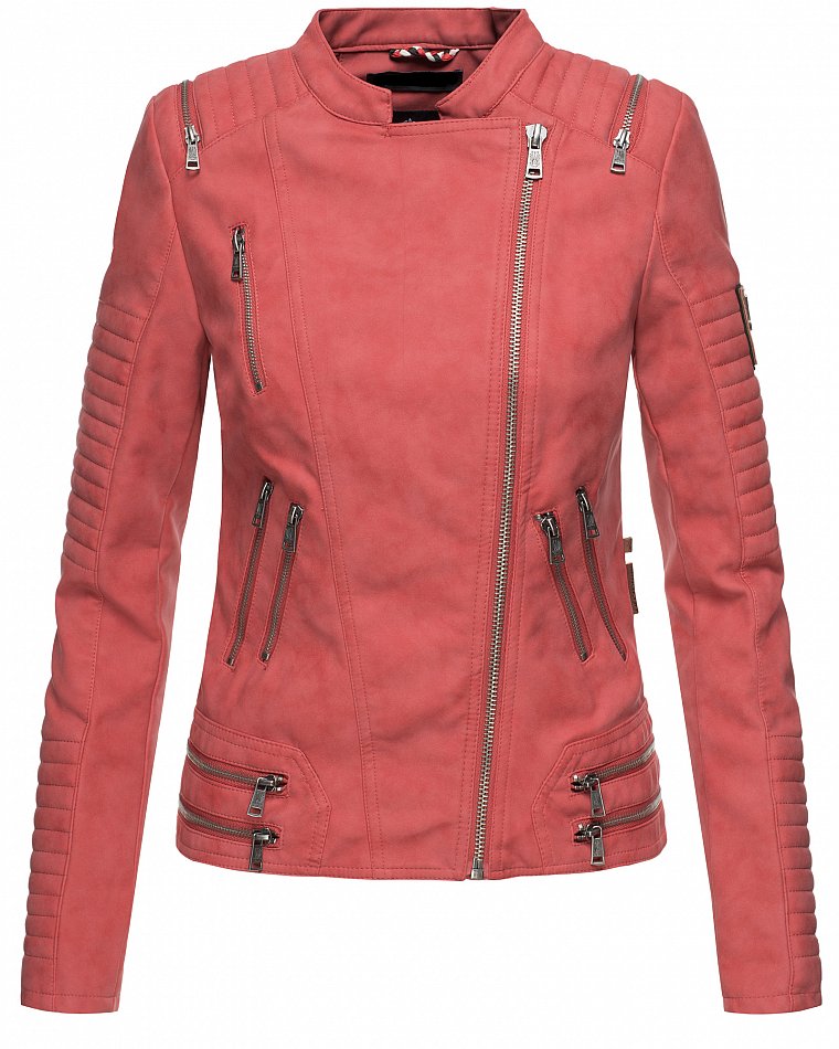 Marikoo Akikoo Damen Kunstlder Biker Jacke Rot Gr. 36 - S