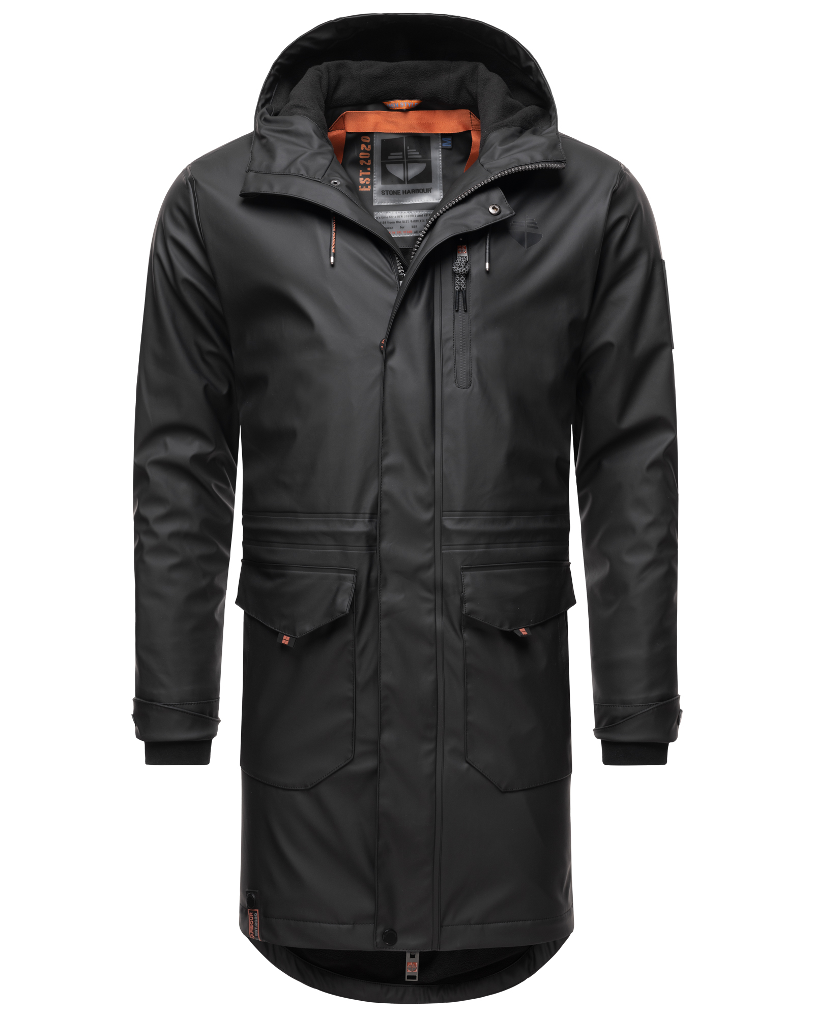 Stone Harbour Verdaan Wasserfester Herren Regenmantel Parka mit Kapuze Schwarz Gr. 52 - XL