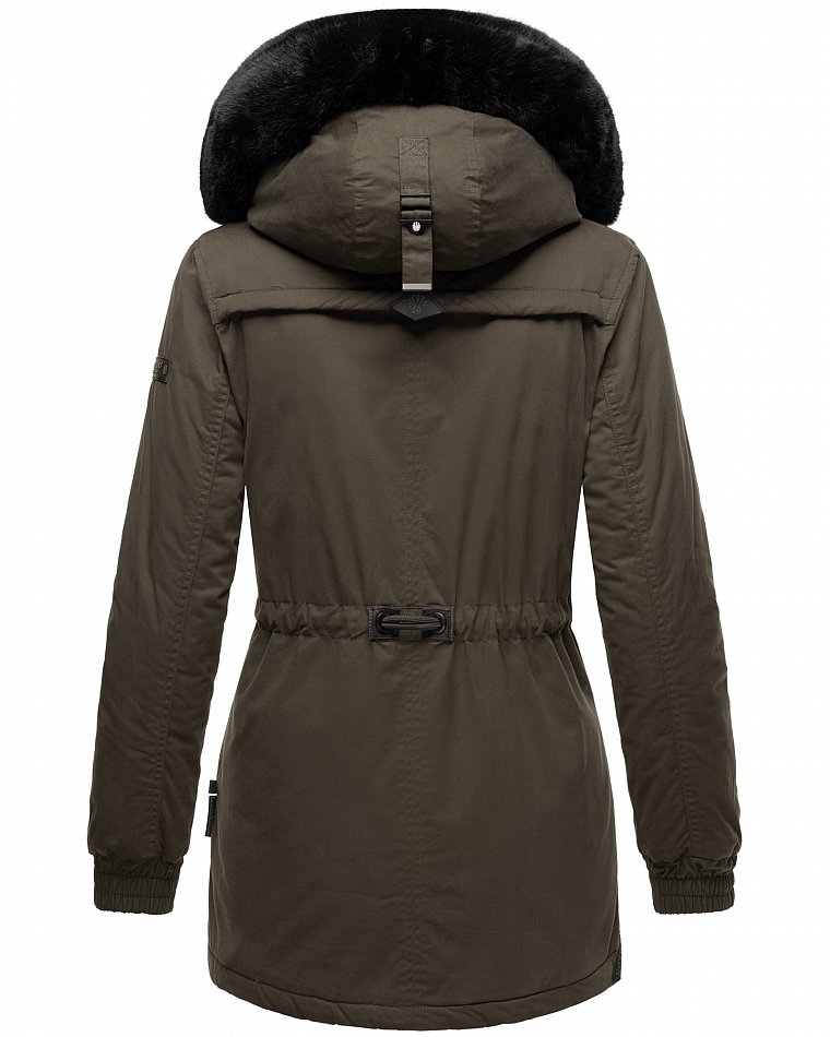 Navahoo Olessaa Damen halblange Winterjacke mit Kapuze Anthrazit Gr. 38 - M