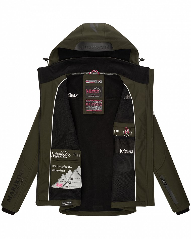 Marikoo Mountain wasserfeste Damen Softshell Regenjacke Mount-Cho-Oyu Dark Olive Gr. 36 - S