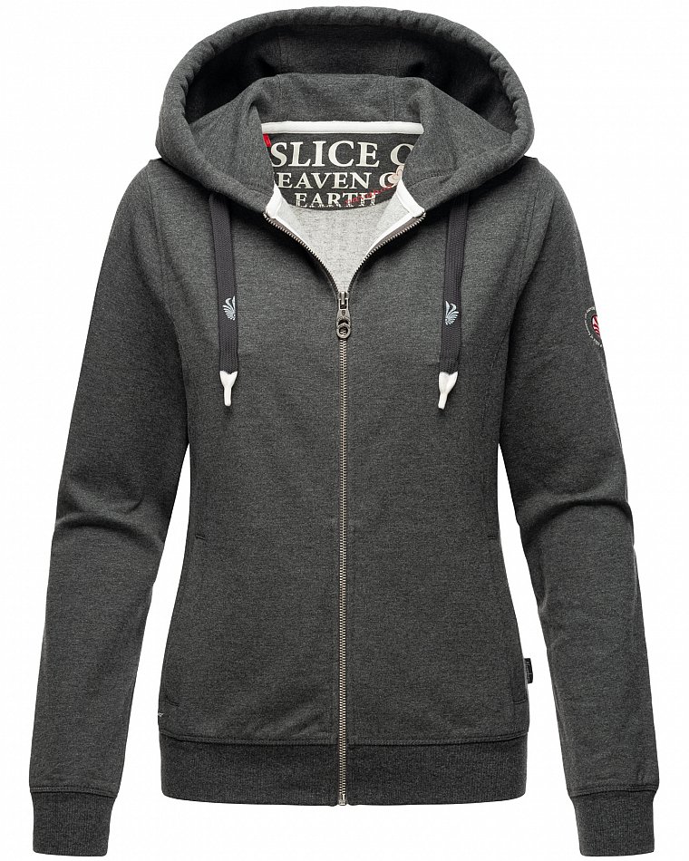 Navahoo Engelshaar Damen Sweatjacke Hoodie Dunkel Grau Melange Gr. 38 - M