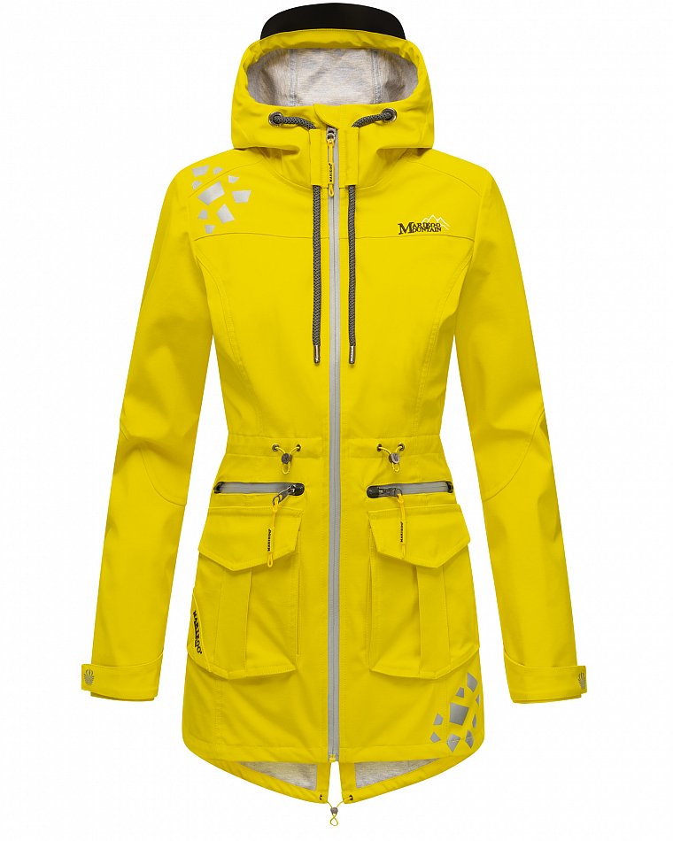 Marikoo Wasserfeste Damen Softshell Übergangsjacke mit Kapuze und Reflektoren Ulissaa Gelb Gr. 46 - XXXL