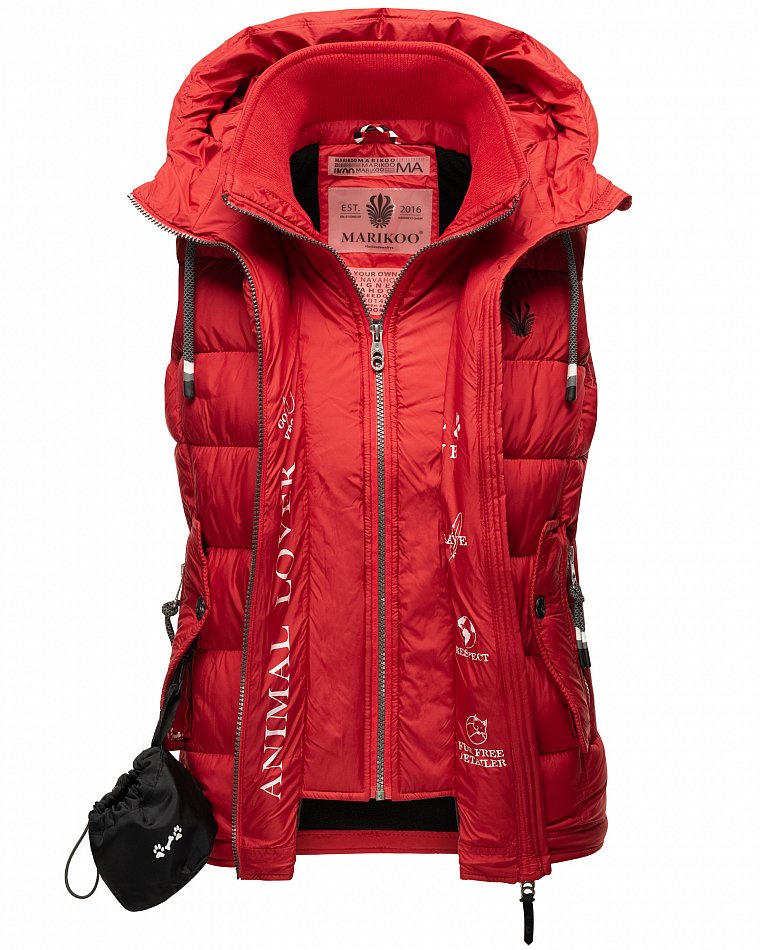 Marikoo Taisaa Damen Übergangs Weste mit Stehkragen Rot Gr. 34 - XS 
