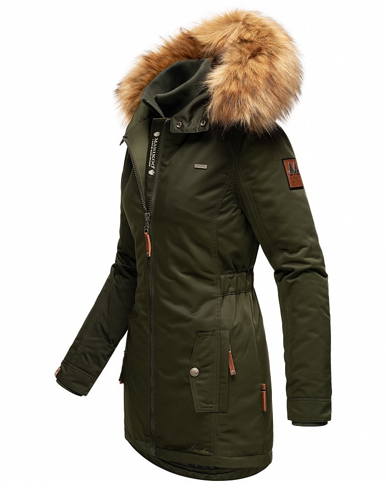 Marikoo Sanakoo Damen Winterjacke Parka mit Kapuze Olive Gr. 36 - S