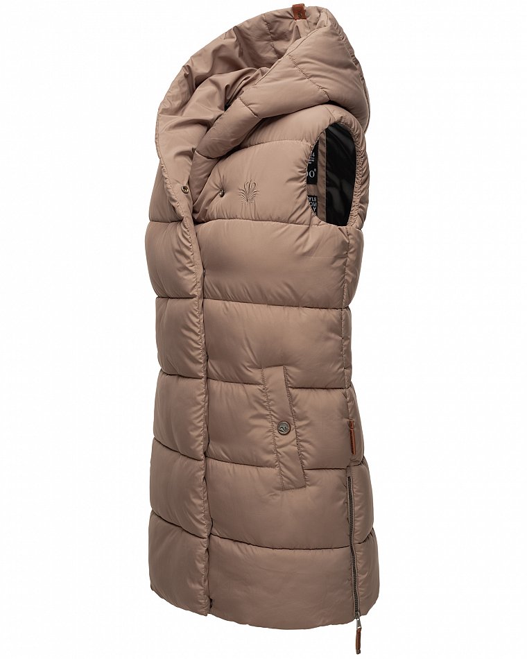 Navahoo Madilynaa Damen Winter Steppweste mit Kapuze Taupe Gr. 36 - S Navahoo Madilynaa Damen Winter Steppweste mit Kapuze Taupe Gr. 36 - S