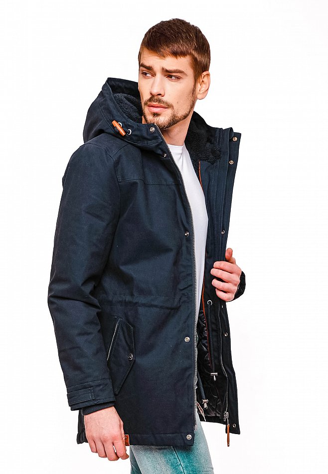 Navahoo Manakaa Herren Winterjacke Parka Wintermantel Navy Gr. 48 - M