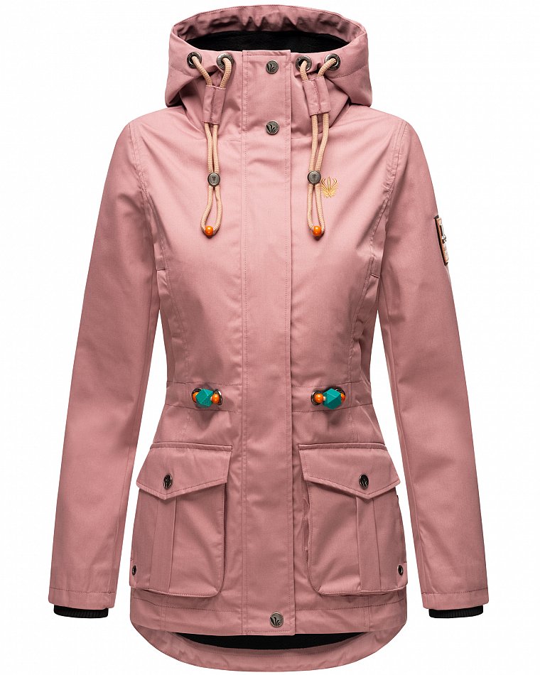 Marikoo Damen Übergangs Parka Leicht Kapuze Babetaa Rosa