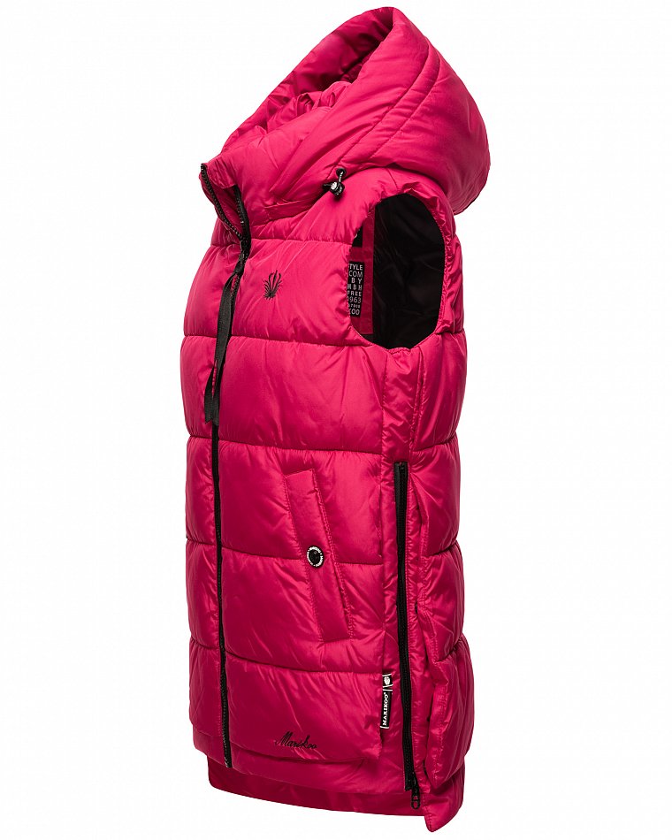 Marikoo Zarinaa Damen Übergangsweste Steppweste mit Kapuze Fuchsia Gr. 38 - M