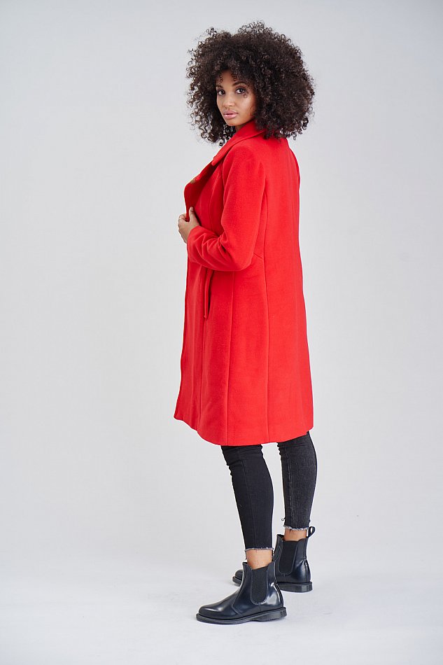 Marikoo Nanakoo Damen eleganter Wintermantel Trenchcoat Rot Gr. 36 - S