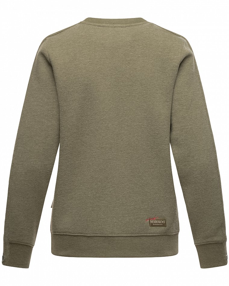 Marikoo Umikoo Damen Pullover Recycled Sweatshirt Dusty Olive Melange Gr. 34 - XS