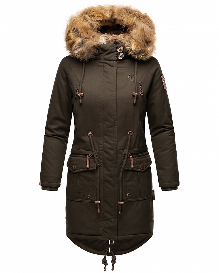 Navahoo Rosinchen Damen Winterjacke Parka Gefüttert Anthrazit Gr. 34 - XS