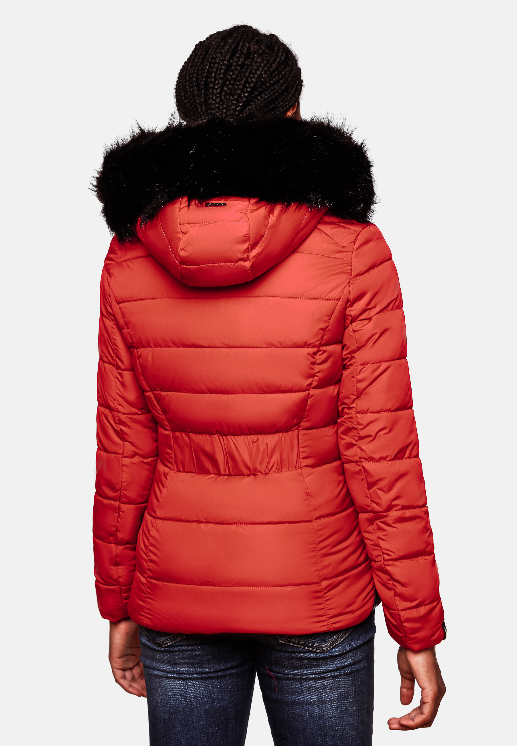 Navahoo Zuckerbiene Damen gefütterte Winter Steppjacke mit Kapuze Rot Gr. 38 - M