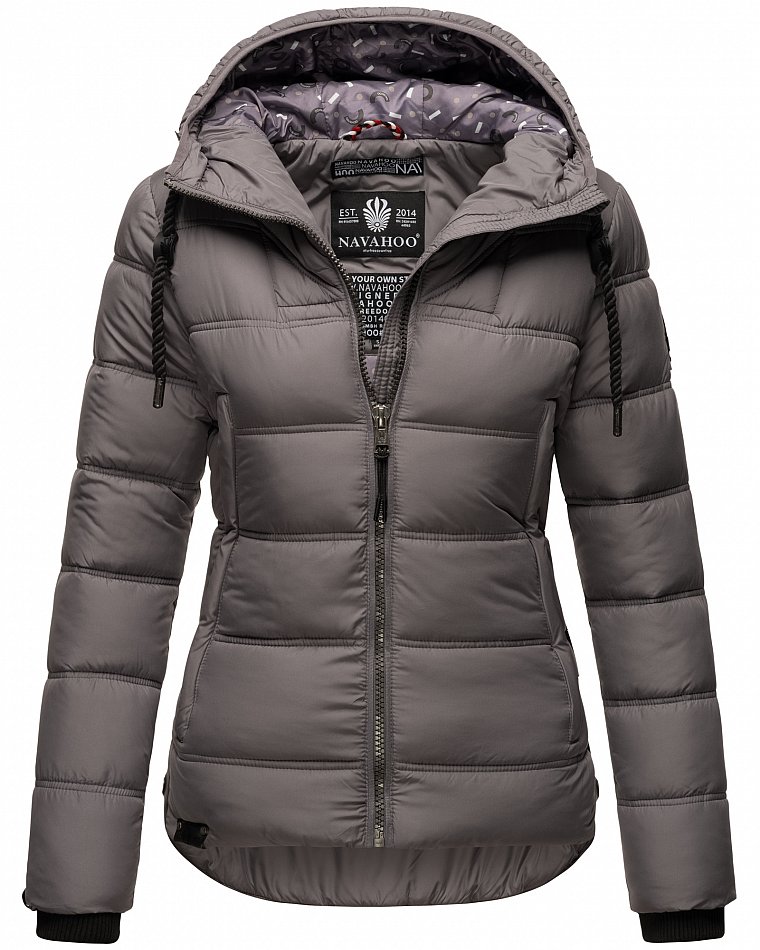 Navahoo Renesmee Winterjacke Stepp Jacke mit Kapuze Dunkel Grau Gr. 36 - S