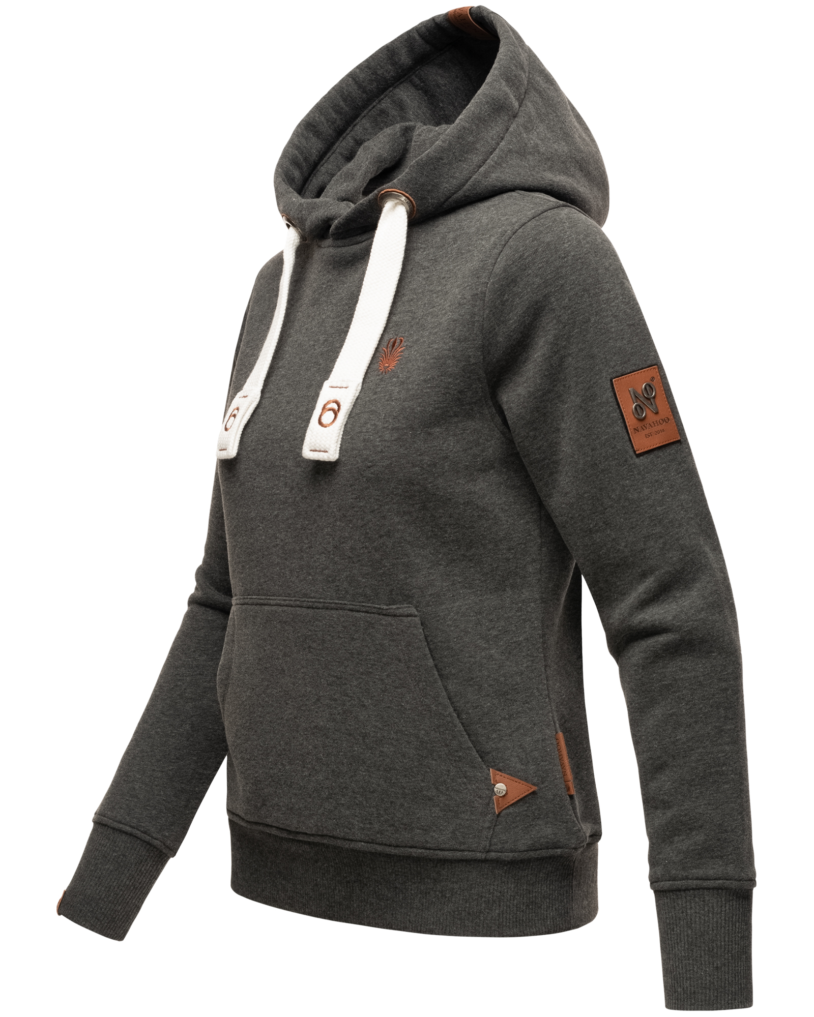 Navahoo Kapuzensweatshirt Hoodie mit Kapuze & breiten Tunnelzugkordeln Damlaa Dunkelgrau Gr. 38 - M